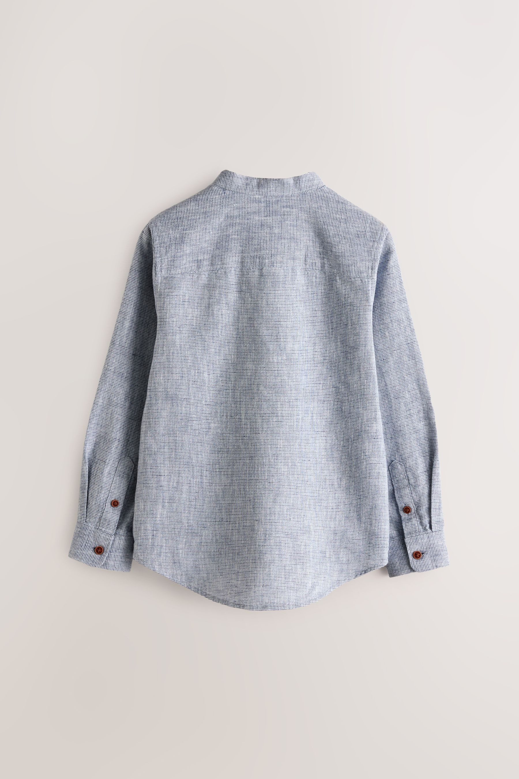 Next Langarmhemd Hemd mit Stehkragen aus Leinenmischgewebe (1-tlg)