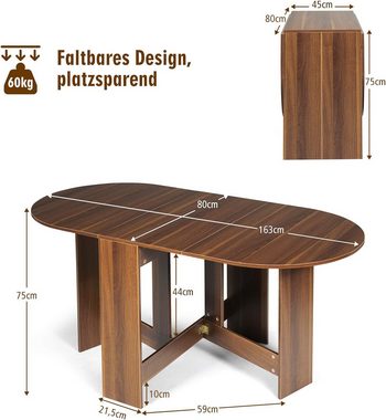 KOMFOTTEU Esstisch Konsolentisch, mit 3 Formen, Klappbar, aus Holz