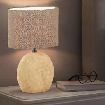 WOFI Tischleuchte, Leuchtmittel nicht inklusive, Nachttischleuchte braun Tischlampe Wohnzimmer Keramik Tischlampe
