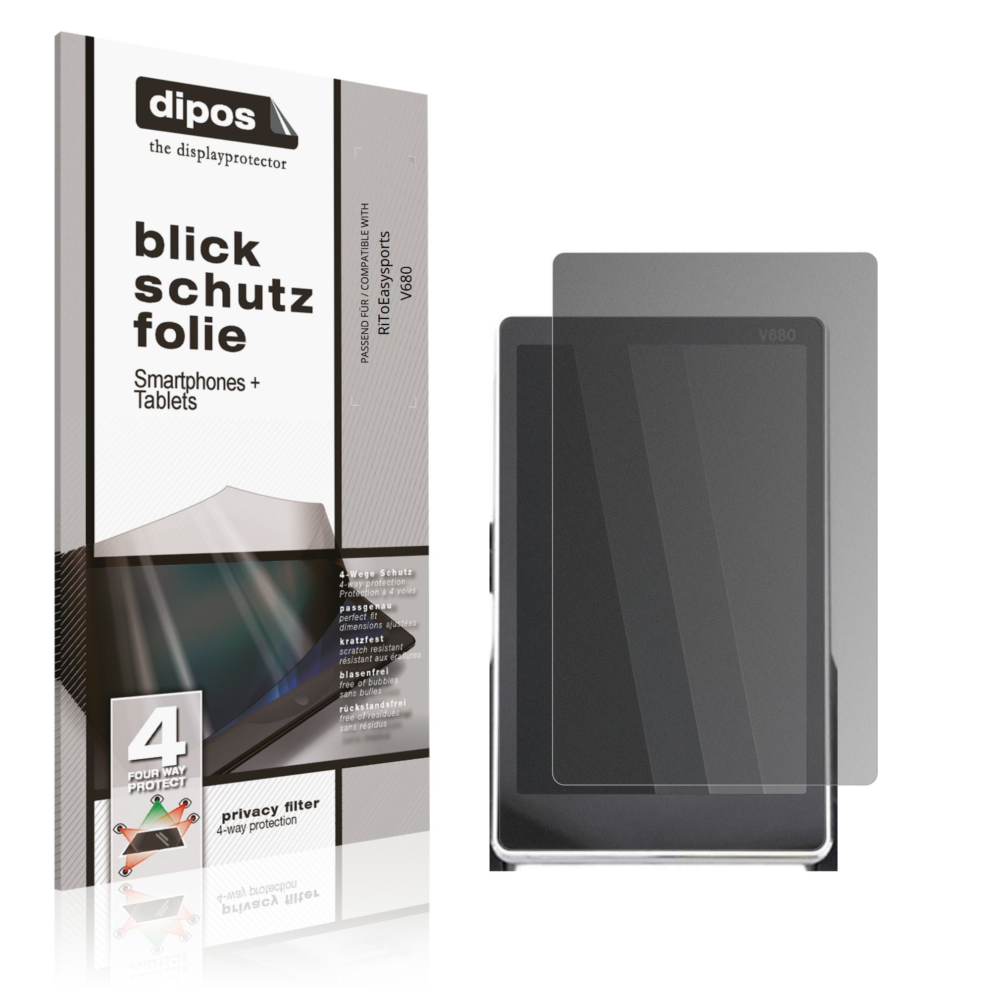 dipos Displayschutzfolie Schutzfolie für RiToEasysports V680, 1 Stück, Displayschutz Schutz Folie Made in Germany