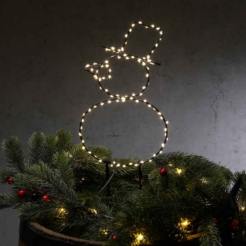 MARELIDA Schneemann LED Gartenstecker Silhouette 100LED H: 27cm Weihnachtsdeko Gartendeko (1 St)
