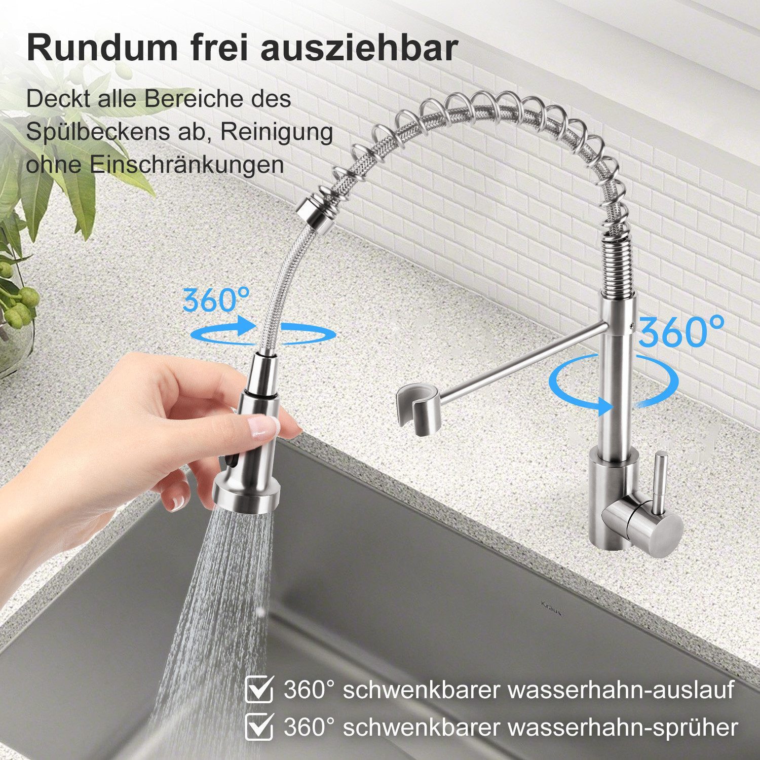 ZEUOPQ Spültischarmatur Ausziehbar Mischbatterie Küchenarmatur mit günstig online kaufen