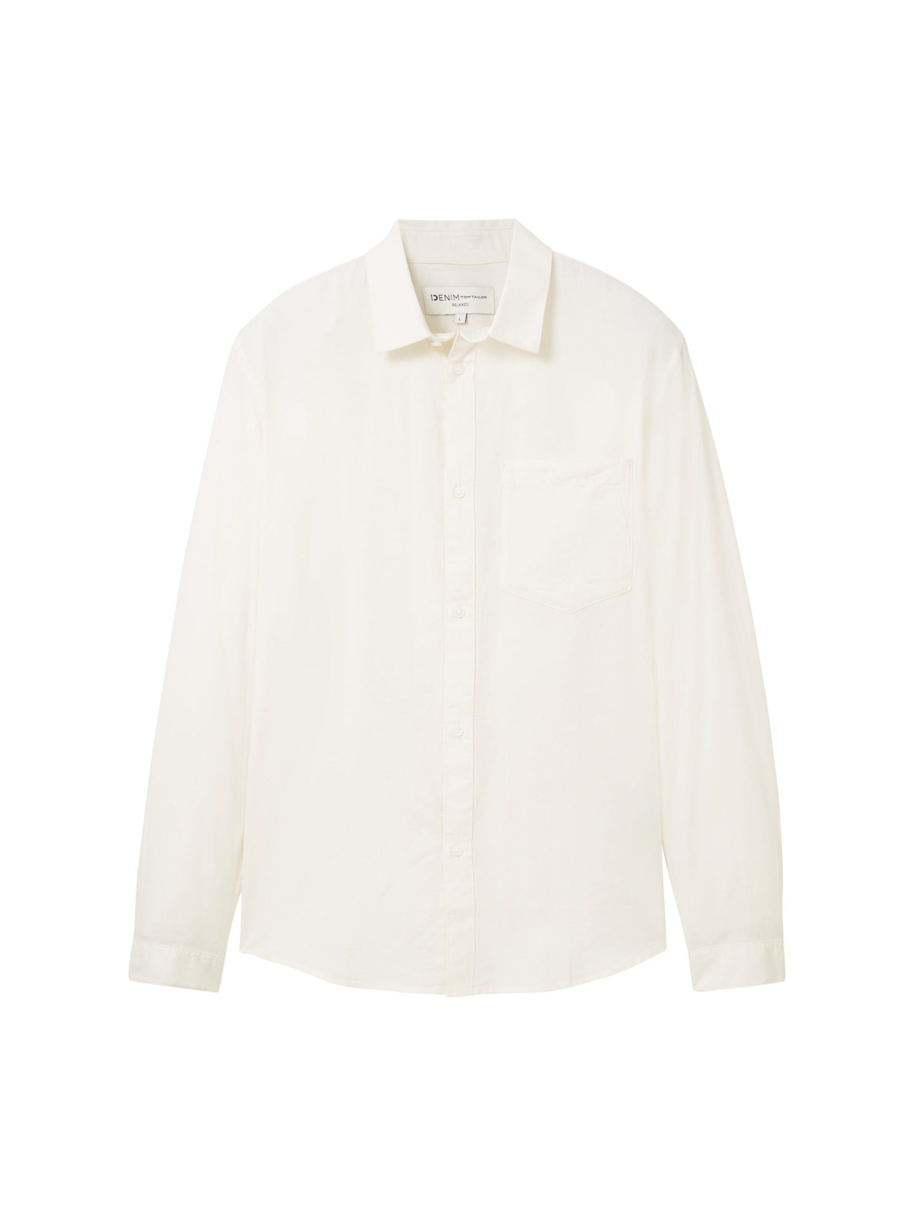 TOM TAILOR Denim Langarmhemd oxford shirt Wool White