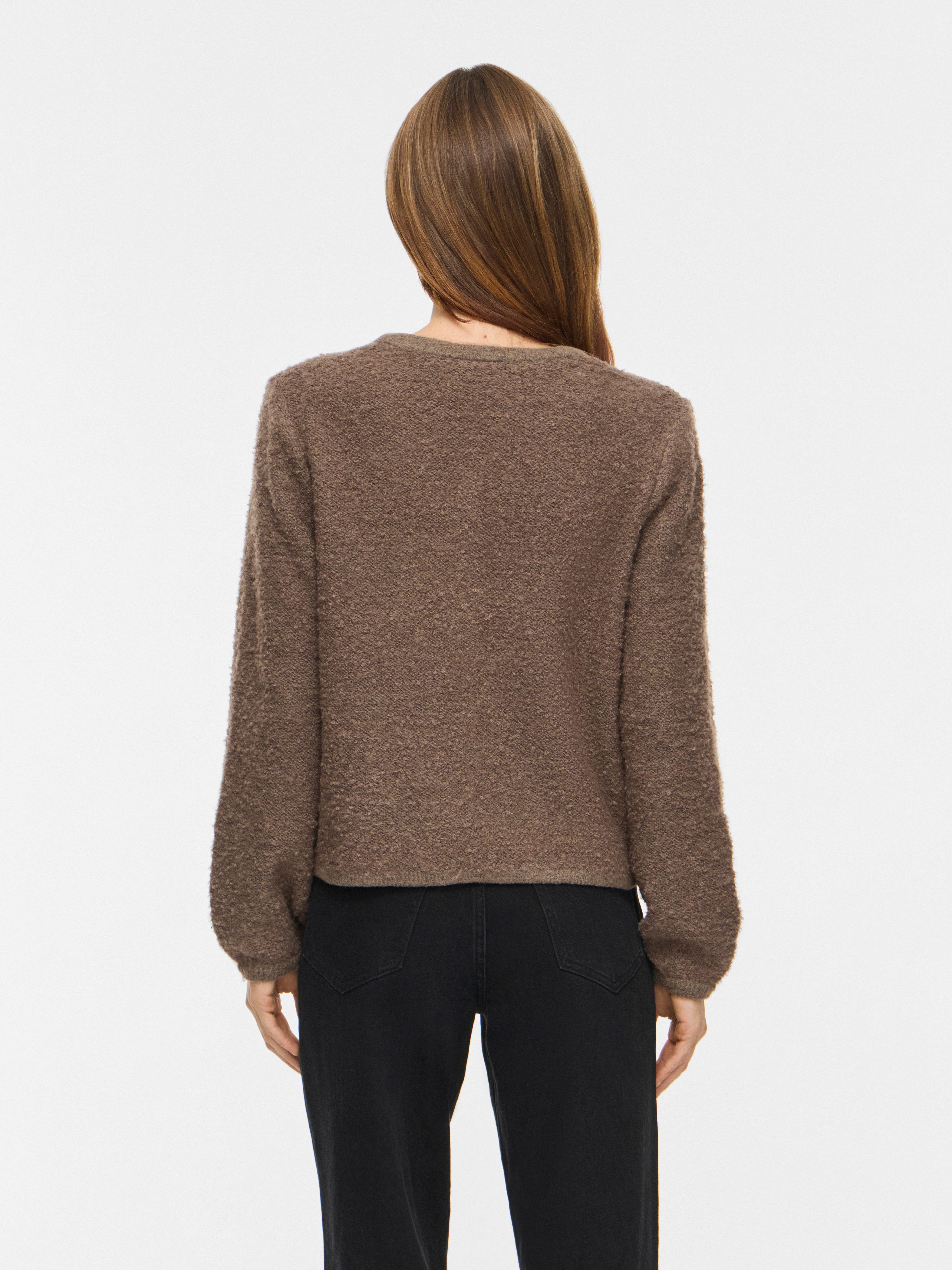 Vila Strickjacke VIPIGGA O-NECK L/S KNIT JACKET NOOS Materialmix – Bild 2 von 5