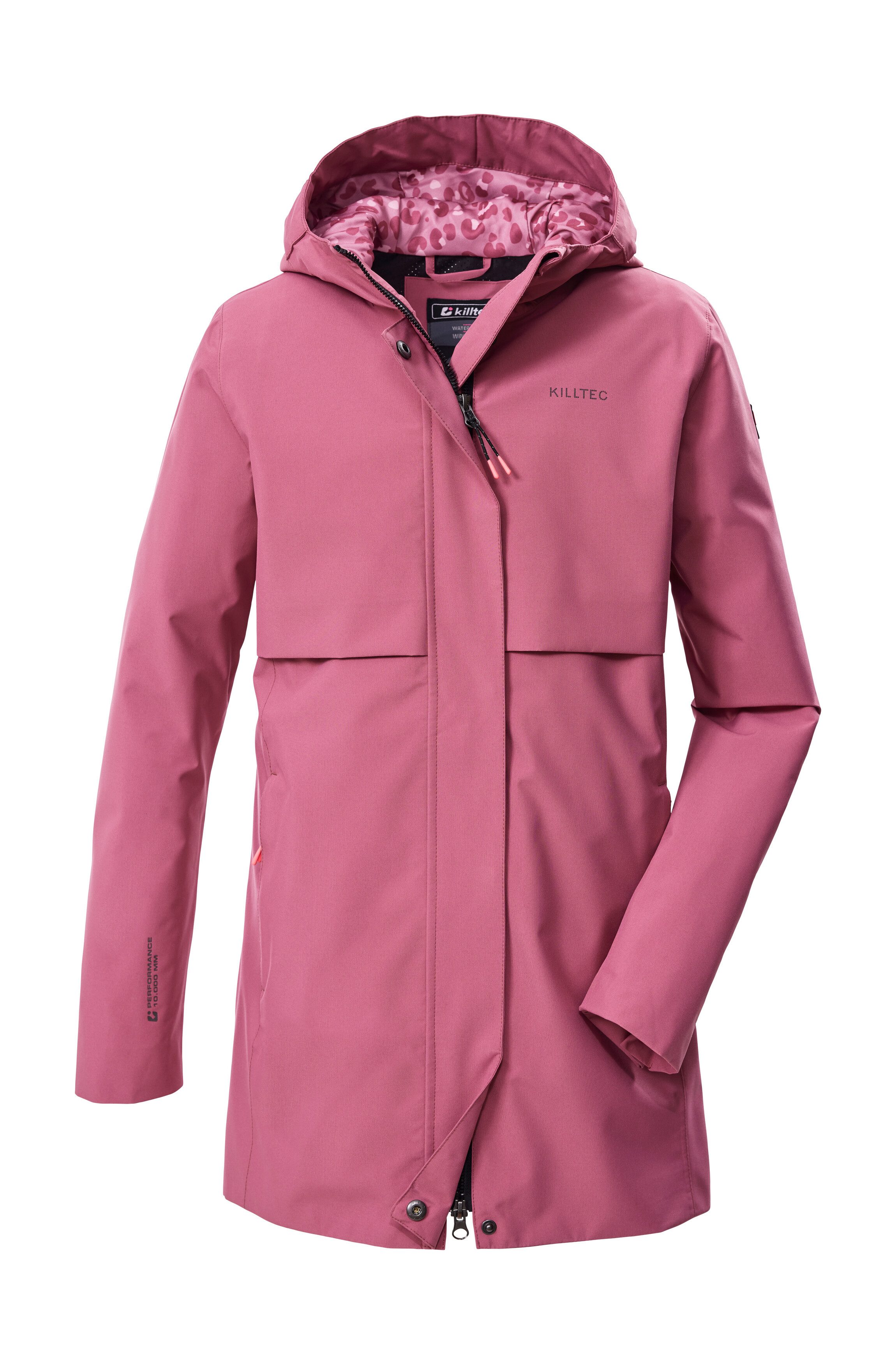 Killtec Parka KOS 159 GRLS PRK Wasserdichter Mädchenparka mit verstellbarer Kapuze und Leo-Muster