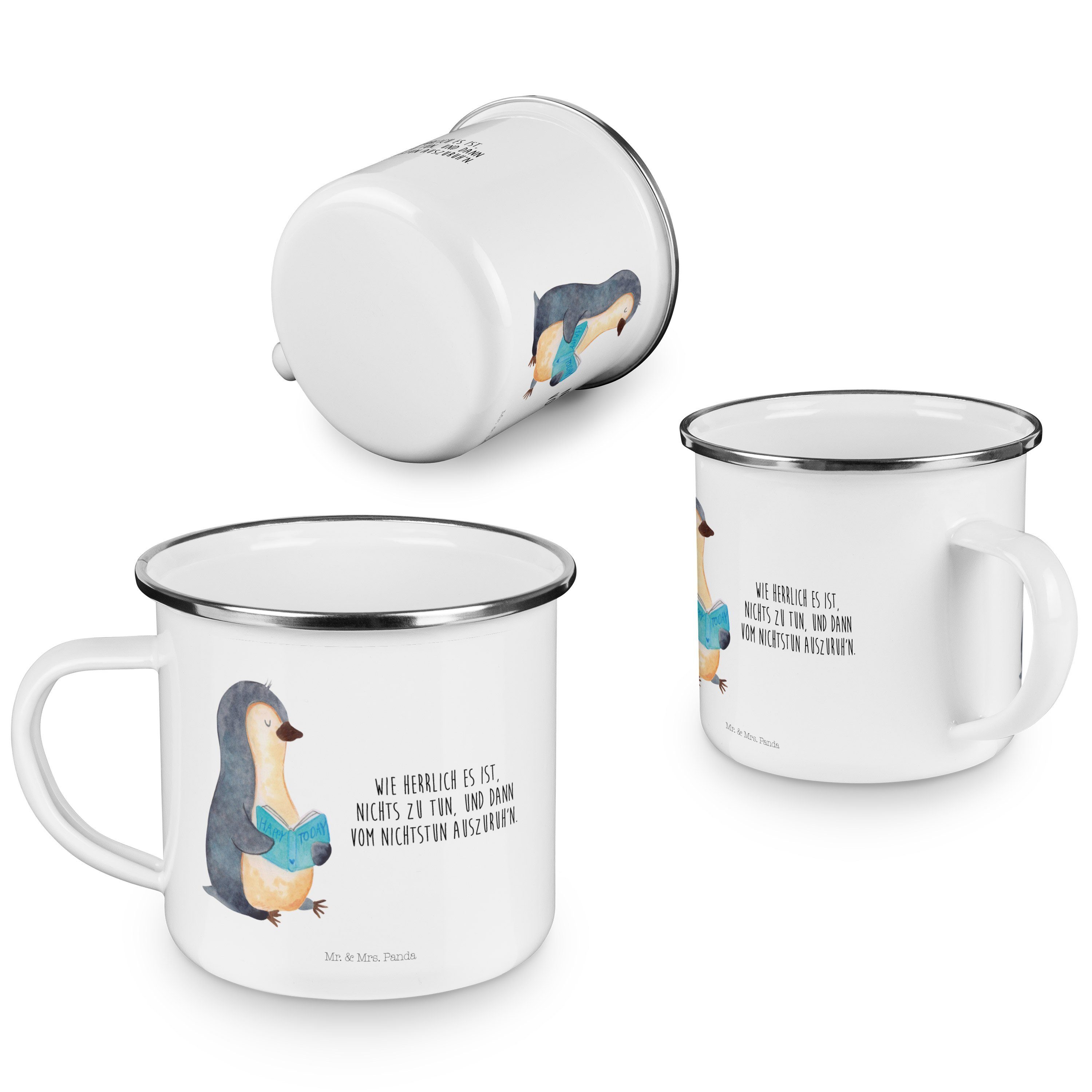 nichtstun, Panda Becher - M, Weiß Campingtasse, Nichtstun, Mr. Emaille Mrs. Buch Pinguin Geschenk, - &