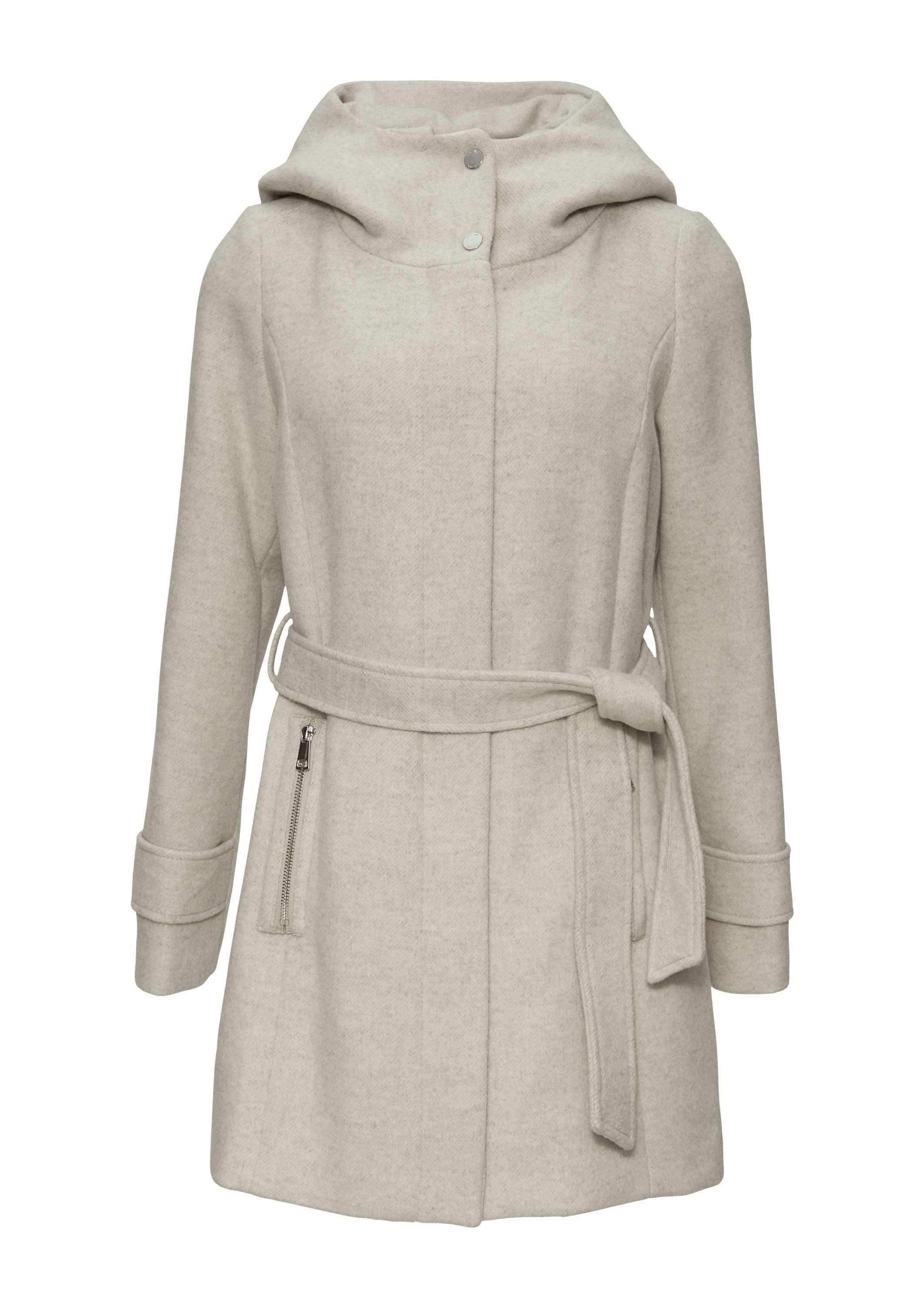 s.Oliver Funktionsmantel Outdoor-Mantel Kurzer Wollmantel mit Bindegürtel günstig online kaufen