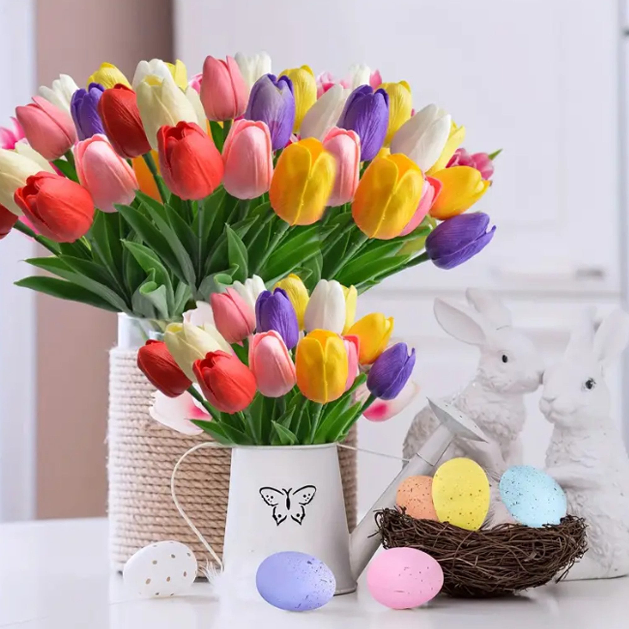 Kunstblumenstrauß 12 Stück künstliche Tulpen Strauß Tulpe, Deggelbam, Seide günstig online kaufen