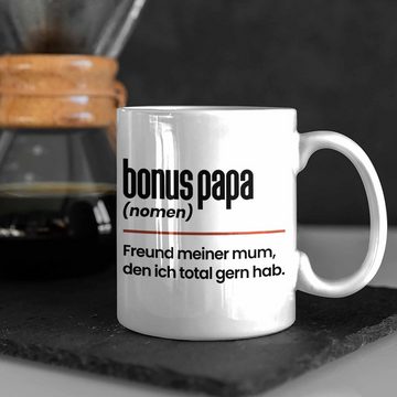 Trendation Tasse Bonus Papa Tasse Geschenk Vatertag Lustiger Spruch Stiefpapa Stiefvate