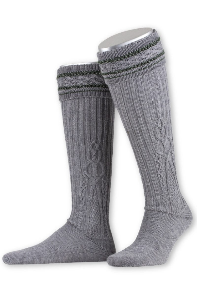 Lusana Trachtensocken Flachstrick-Kniestrümpfe - L491 - anthrazit, mittelgrau