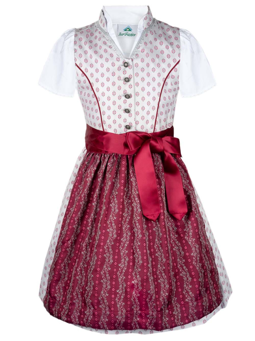 Isar-Trachten Dirndl Kinderdirndl grau bordeaux 43204 mit Bluse 44945