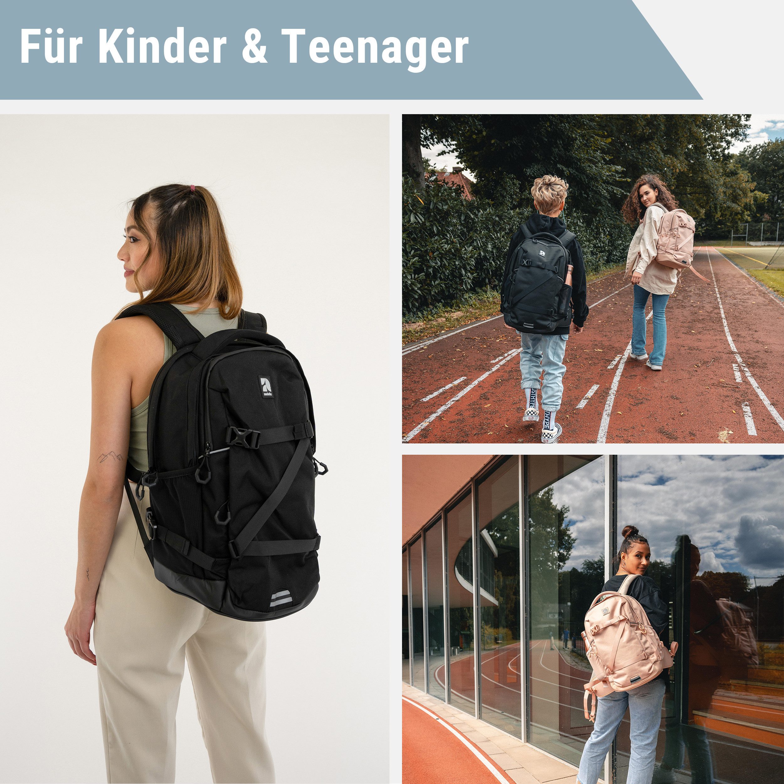 audetic Schulrucksack Cosmo Rucksack Schule Mädchen Jungen Teenager (1-tlg), Ergonomisch, Gepolstert, Wasserabweisend – Bild 3 von 5