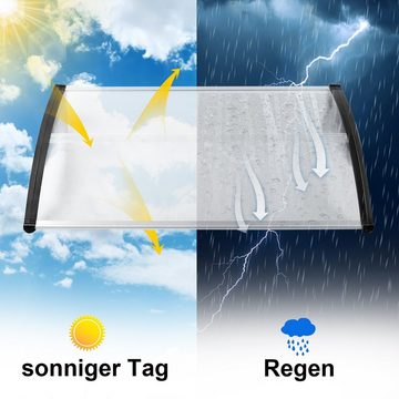 AUFUN Vordach Haustürvordach aus 5 mm Dicke Transparentes Polycarbonat