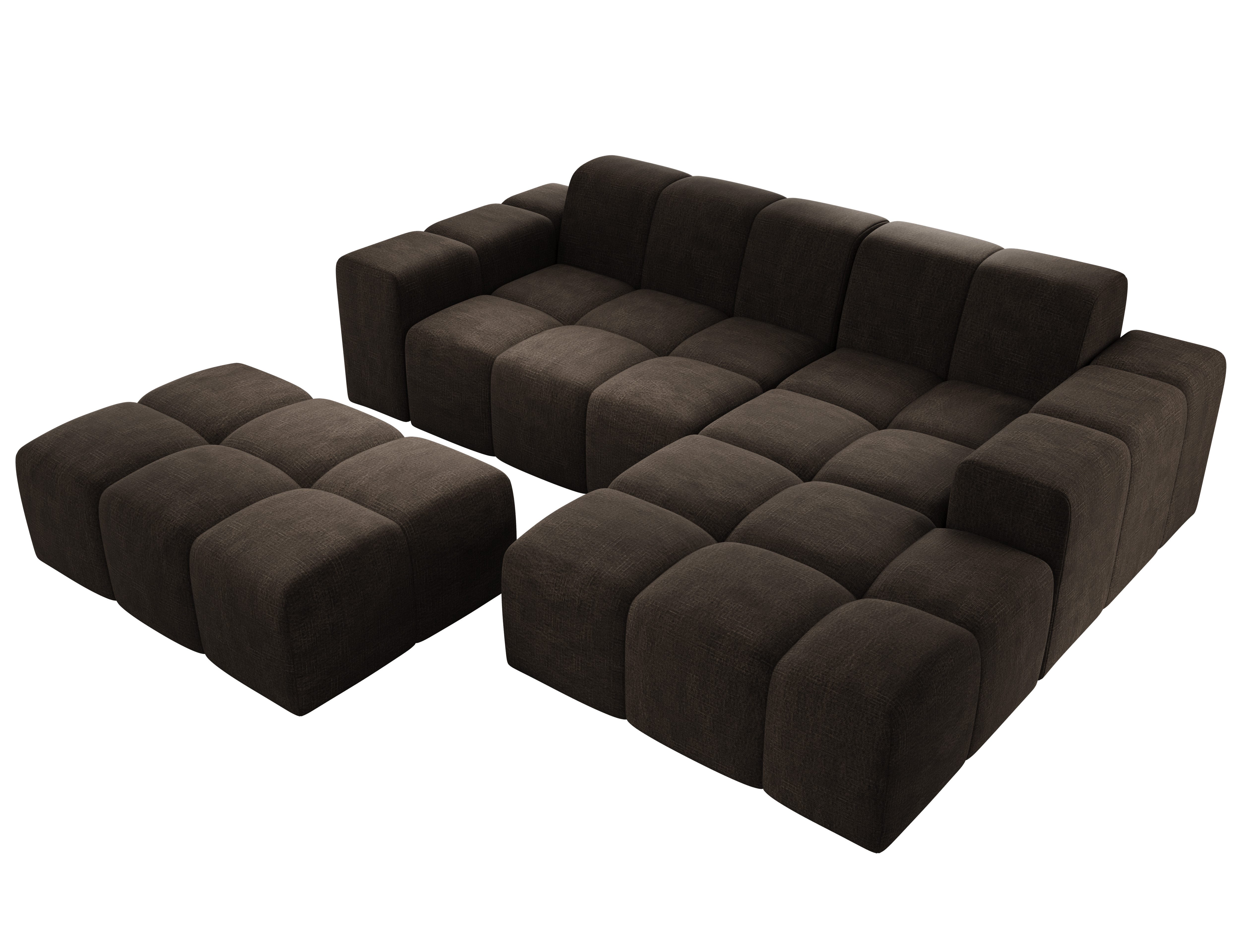 PROMETO Möbel Ecksofa Sofa mit Hocker, Couch L-Form Veloursstoff Fogo günstig online kaufen