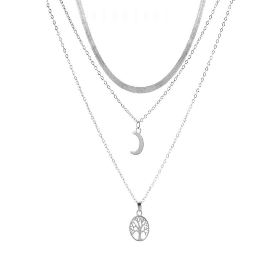 Halsketten Mehrschichtige WaKuKa Charm-Kette (1-tlg) Mädchenschmuck Mondhalsketten