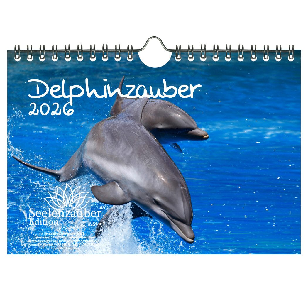 Seelenzauber Wandkalender Delphinzauber DIN A5 Kalender für 2026 Delfin Delphin - Seelenzauber