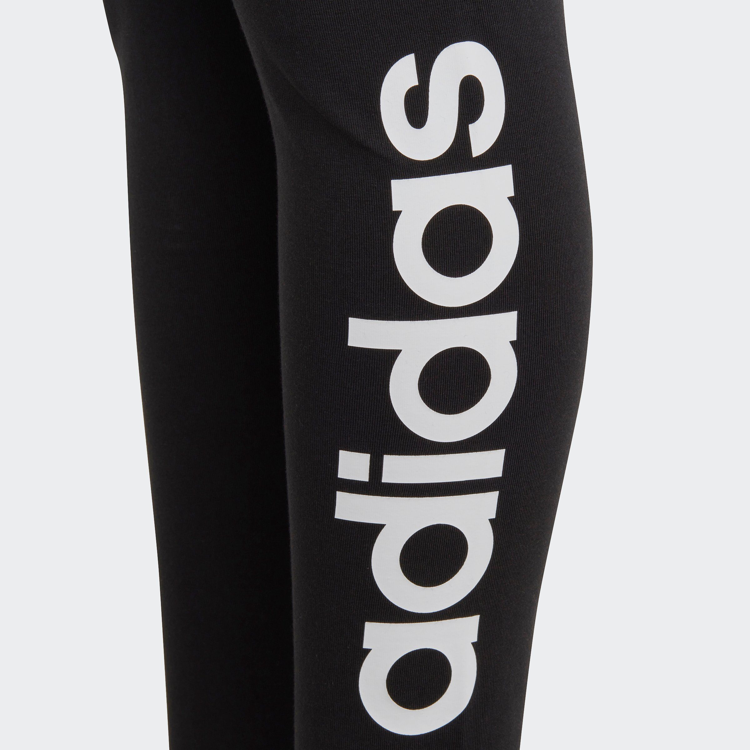 (1-tlg) LINEAR / ESSENTIALS LOGO COTTON White Trainingstights Black Sportswear adidas