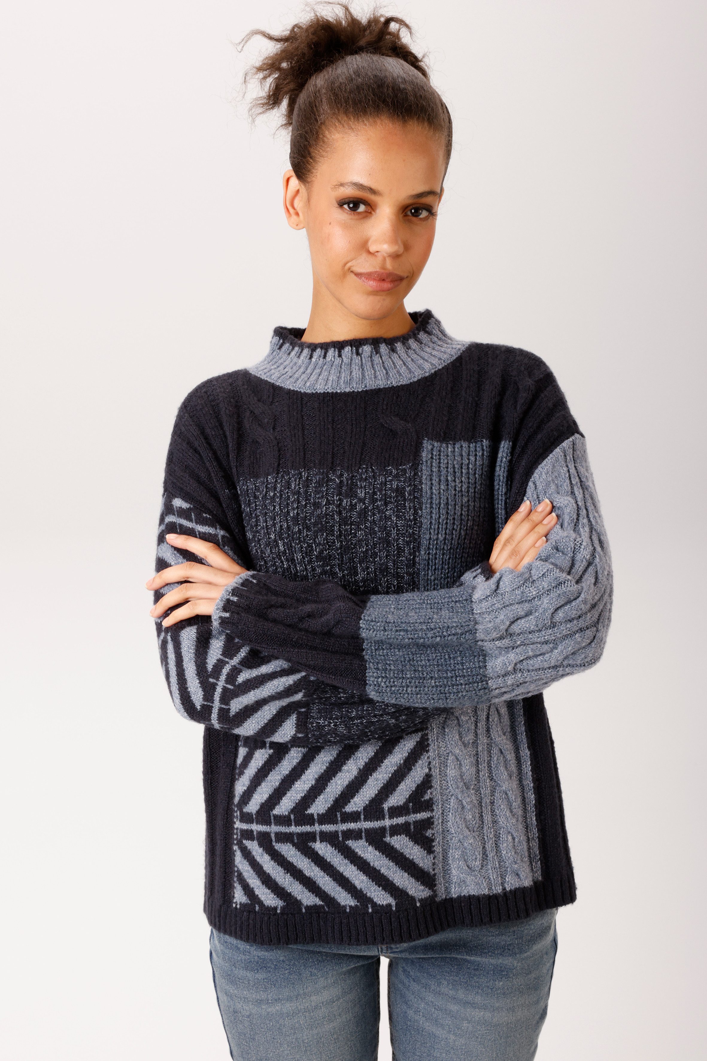 Aniston CASUAL Strickpullover im farbharmonischem Patch-Dessin