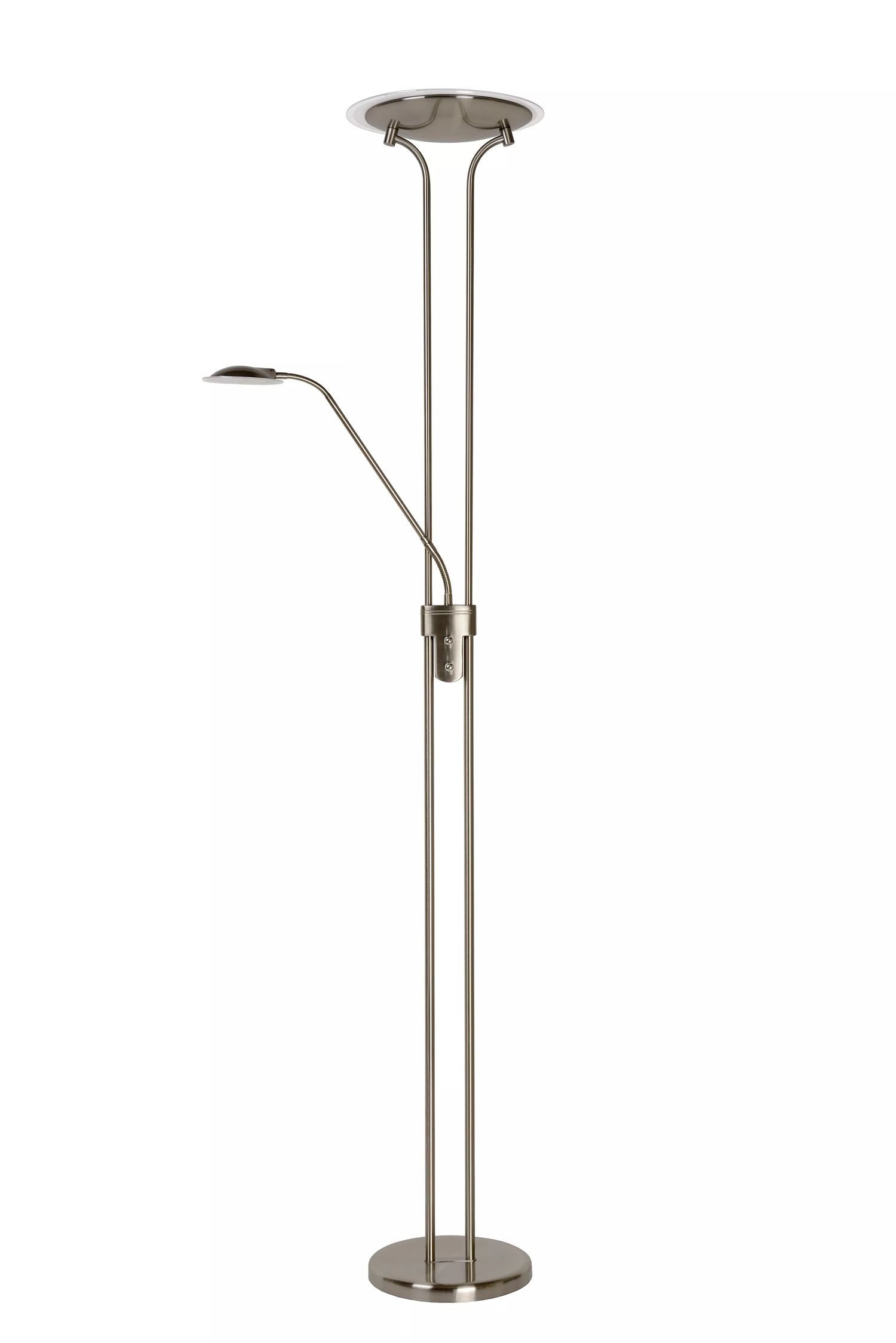 Licht-Erlebnisse Stehlampe FENI, LED fest integriert, Warmweiß, LED Metall 180 cm hoch Chrom 3000 K warmweiß 2090-2290 lm Modern