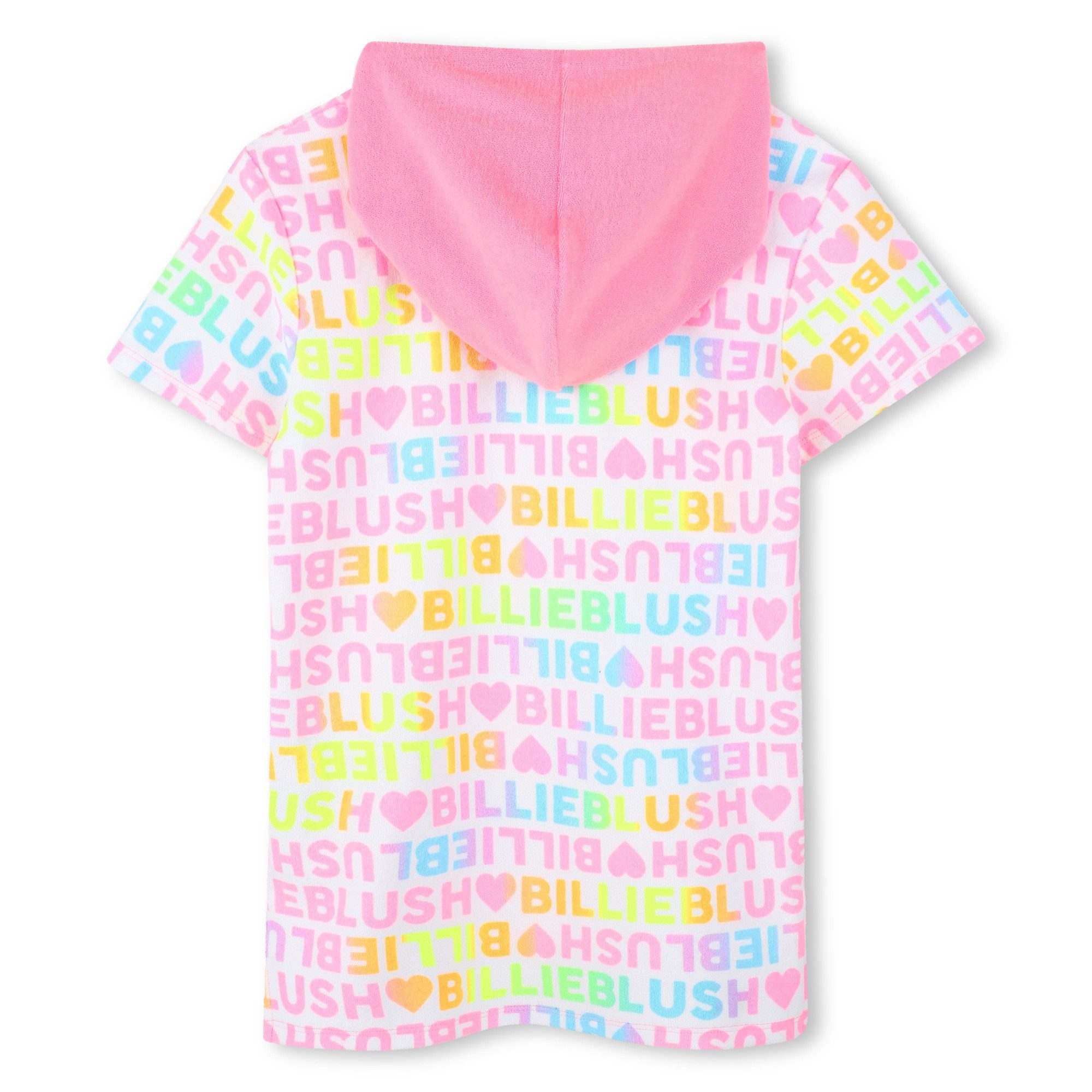 Billieblush Sweatkleid Billieblush Kinder Kapuzenkleid rosa mit buntem Allover Logo