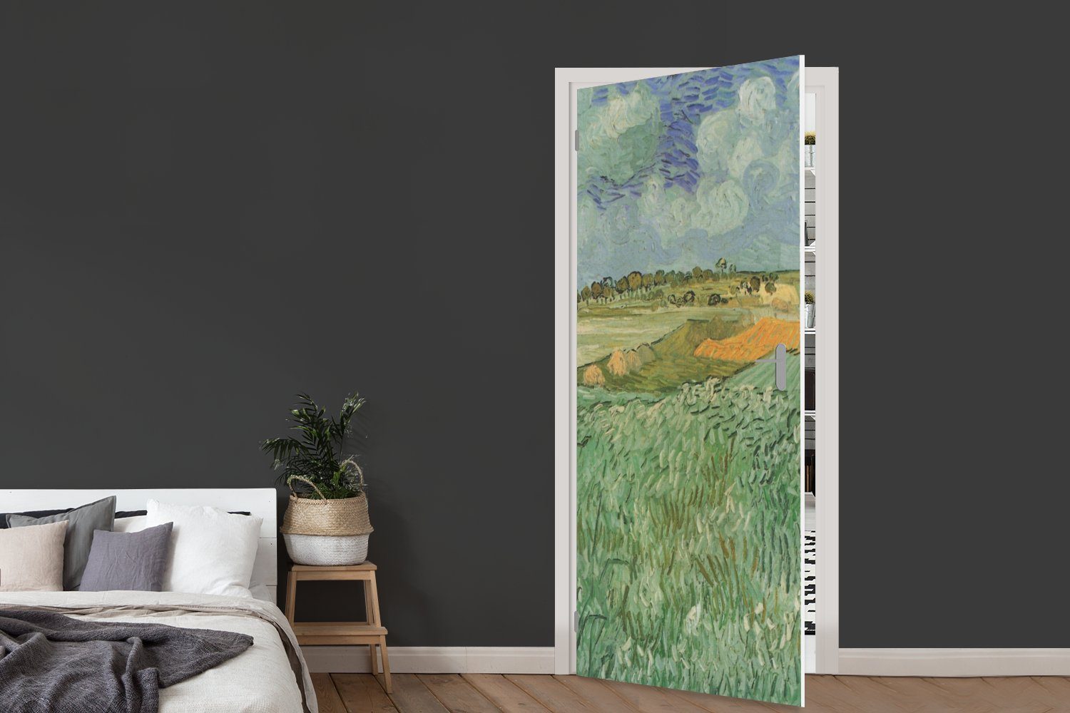 der bedruckt, Tür, Nähe MuchoWow van St), Vincent Matt, Auvers cm Fototapete 75x205 In Türtapete - von Türaufkleber, (1 Gogh, für