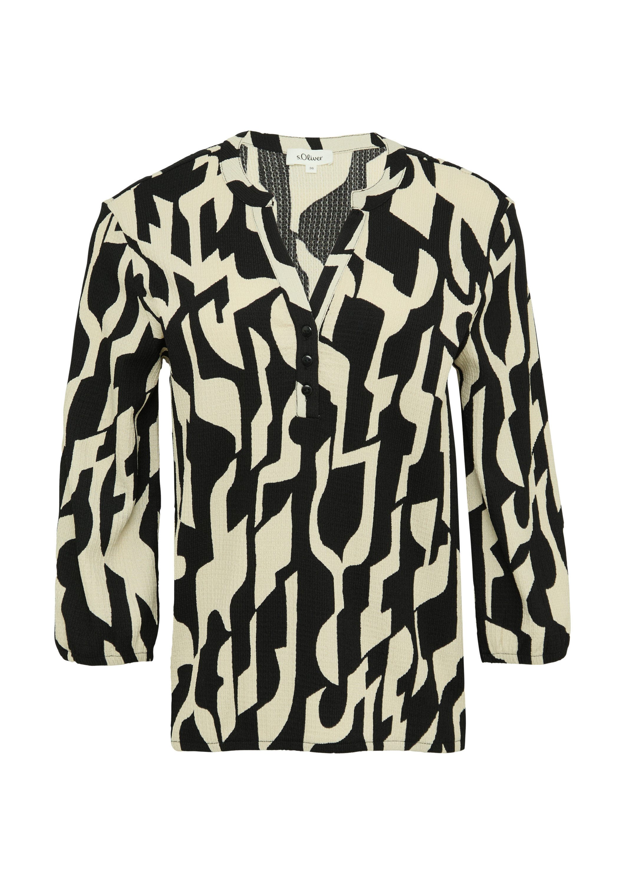 s.Oliver 3/4-Arm-Shirt T-Shirt Strukturiertes Blusenshirt mit All-over-Prin günstig online kaufen