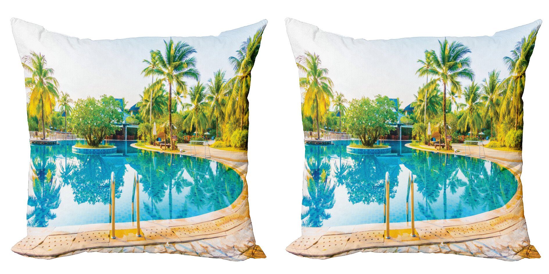 Kissenbezüge Modern Accent Doppelseitiger Digitaldruck, Abakuhaus (2 Stück), Landschaft Pool Resort Travel
