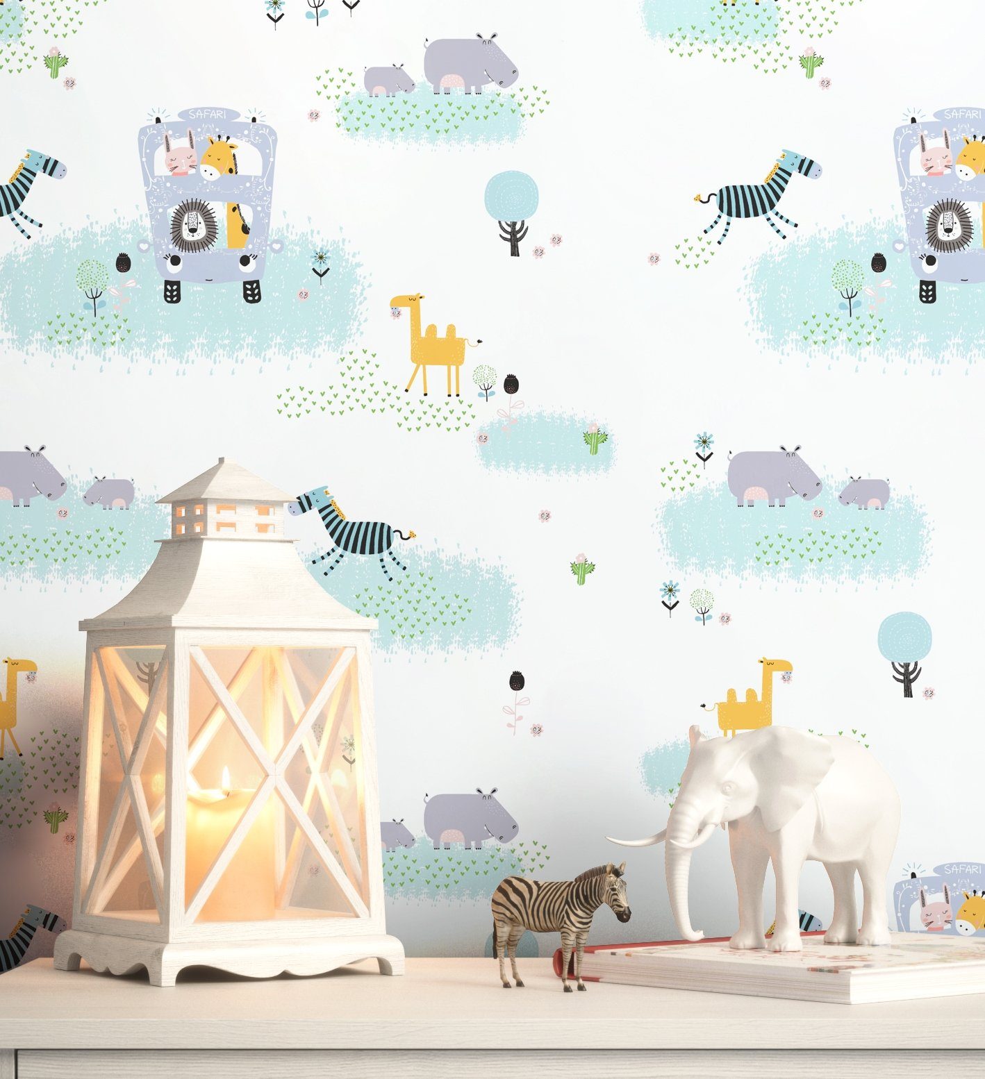 Newroom Vliestapete, Weiß Tapete Kinder Tiere günstig online kaufen