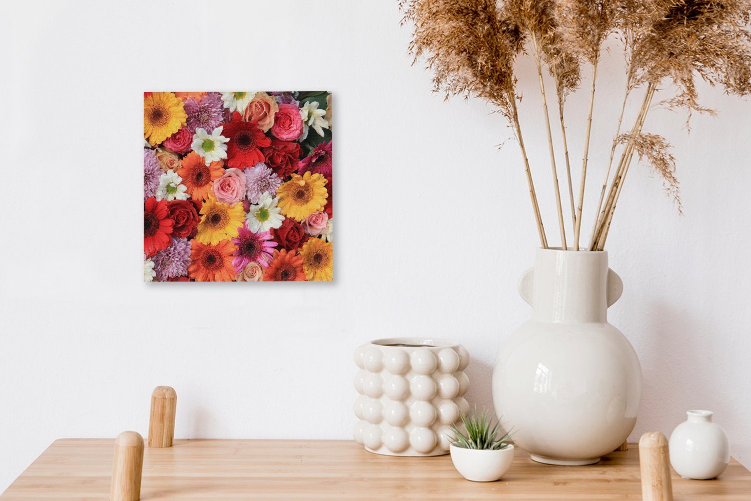 Farben - - St), für Wohnzimmer Schlafzimmer (1 Gerbera Blumen - Leinwandbild Rosen, OneMillionCanvasses® Leinwand Bilder