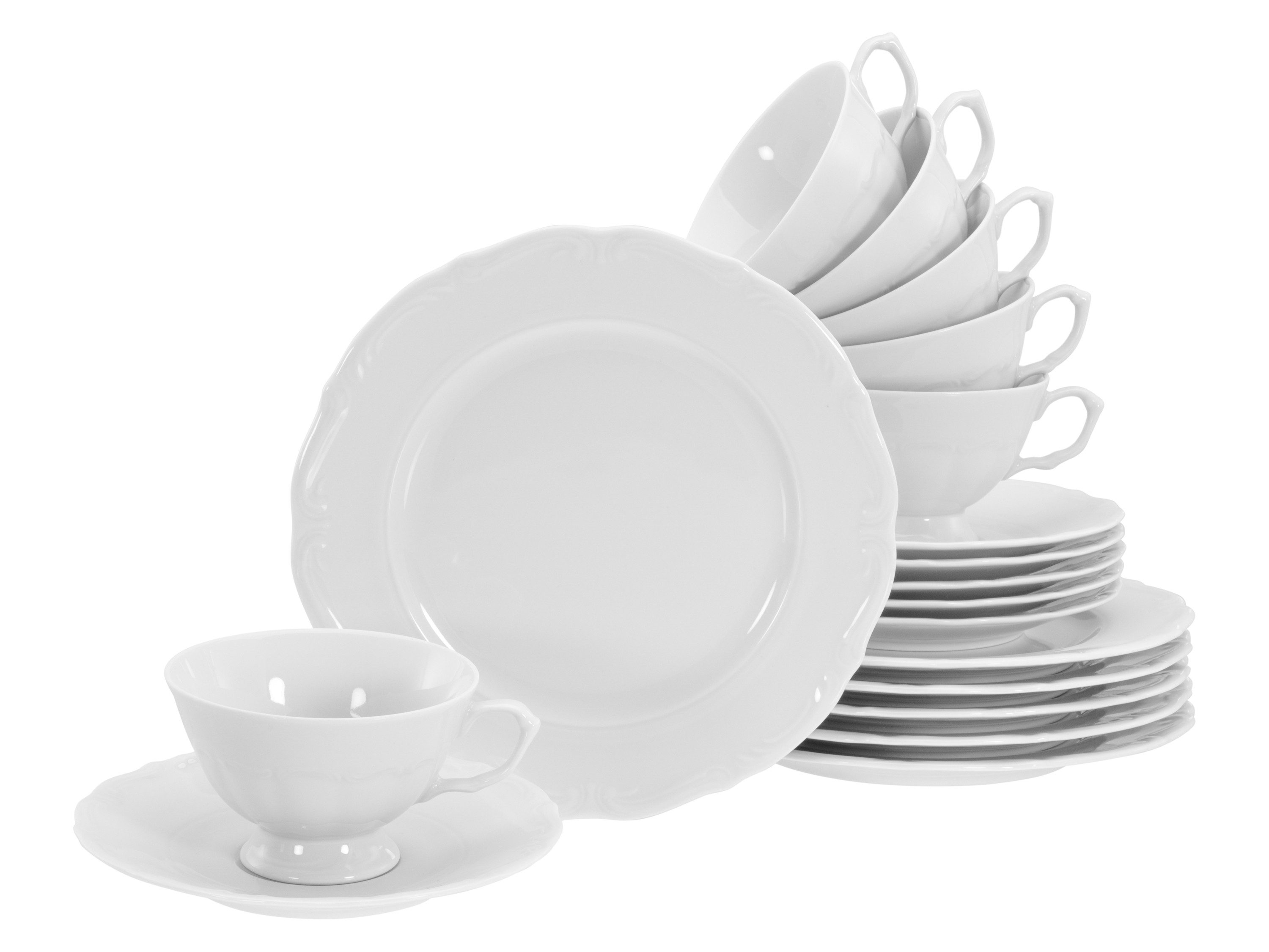CreaTable Кофейный сервиз Maria Theresia Weiss Кофейный сервиз 18-tlg (18-tlg), 6 Personen, Porzellan