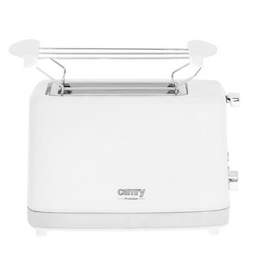 Camry Toaster CR 3219, 2 kurze Schlitze, 900,00 W, mit Brötchenaufsatz, Auftaufunktion, Aufwärmfunktion, 6 Stufen, weiß