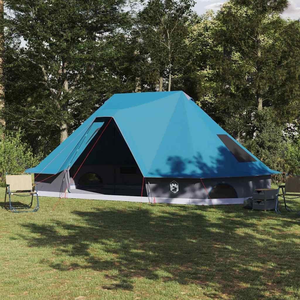 vidaXL Tipi-Zelt Tipi Zelt mit Dach mit Speicher Blau 680 x 430 x 270 cm Taft, Personen: 10 (1 tlg)