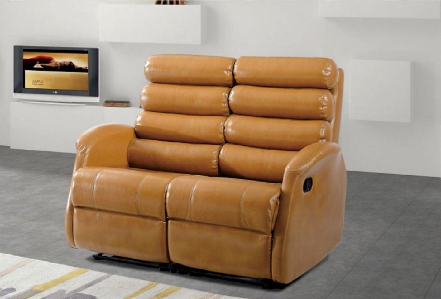 Polster Design JVmoebel Zweisitzer in Moderne Couch Teile, Wohnzimmer Europe Made 1 2-Sitzer Braun, Möbel
