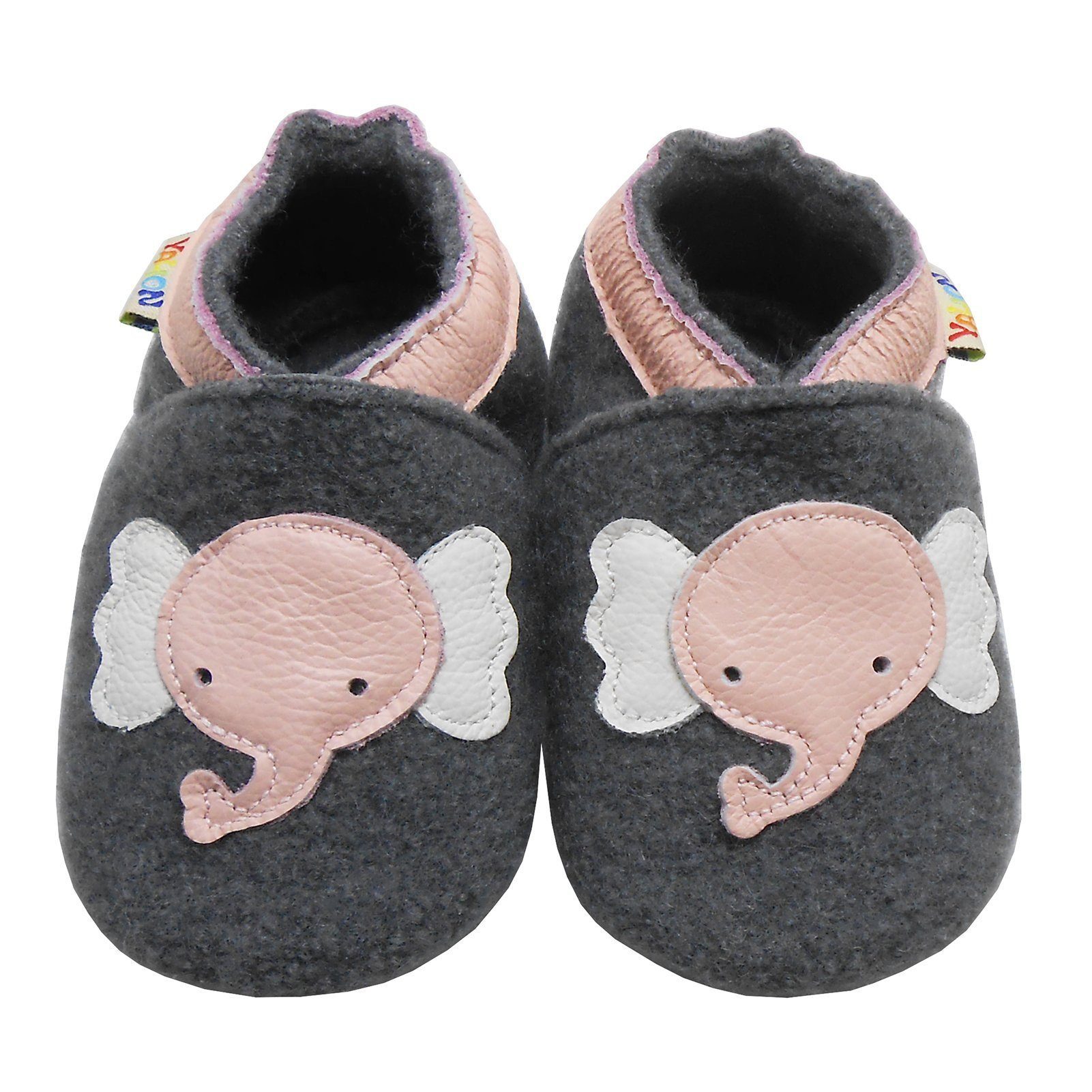 Schuhe Babyschuhe Mädchen Yalion Schuhe Kinder Anti Schweiß Krabbelschuh Filz Hausschuhe aus 100% Schafwolle, Elefant Grau Hauss
