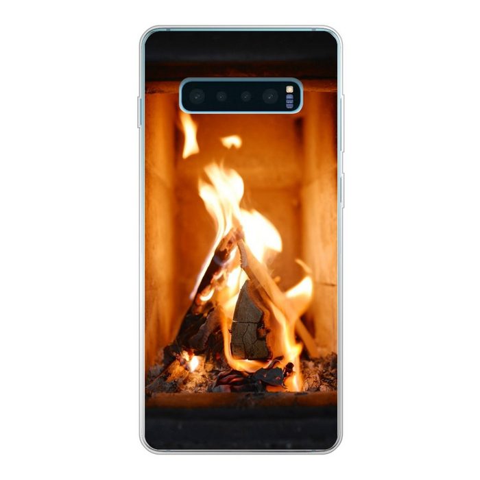 MuchoWow Handyhülle Verbrennung von Holz in einem Kamin Phone Case Handyhülle Samsung Galaxy S10 Lite Silikon Schutzhülle