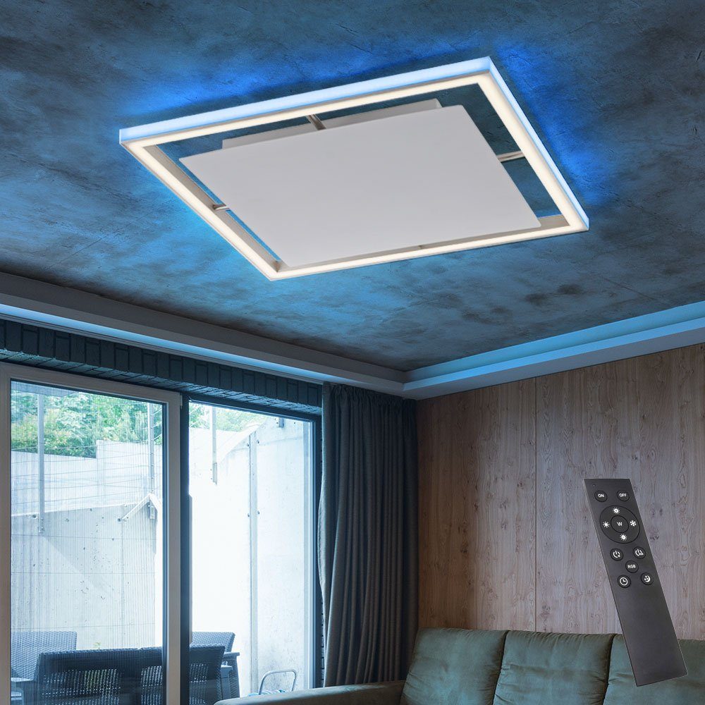 Warmweiß, verbaut, fest Wohnzimmerleuchte silber LED LED-Leuchtmittel Deckenleuchte, etc-shop Neutralweiß, Deckenlampe