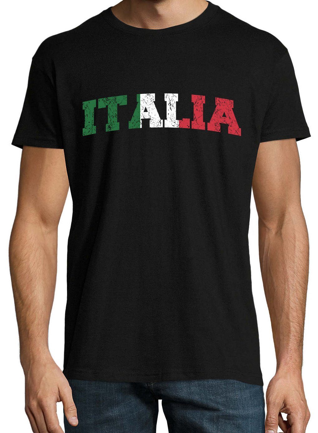 T-Shirt Youth Designz Herren lustigem mit Spruch Italia Schwarz T-Shirt