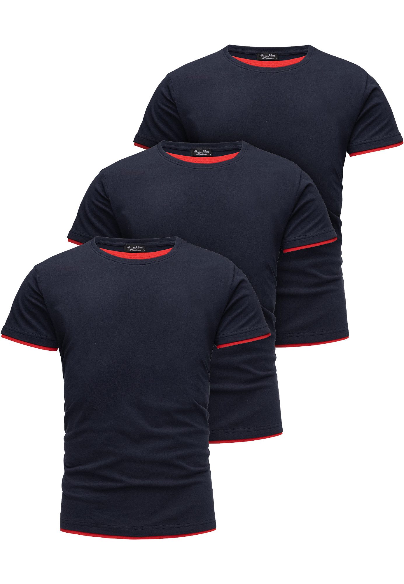 Amaci&Sons T-Shirt 3. LAKEWOOD 3er-Pack T-Shirts (3er-Pack) Herren Basic Ov günstig online kaufen