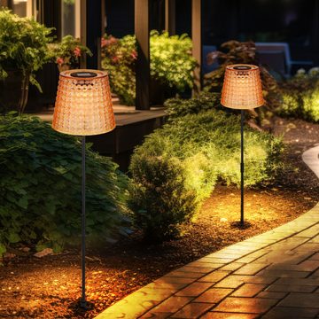 Globo LED Solarleuchte, LED-Leuchtmittel fest verbaut, Warmweiß, Außenlampe Gartenleuchte Solarlampe Kristalle LED Terrassenlampe 2x