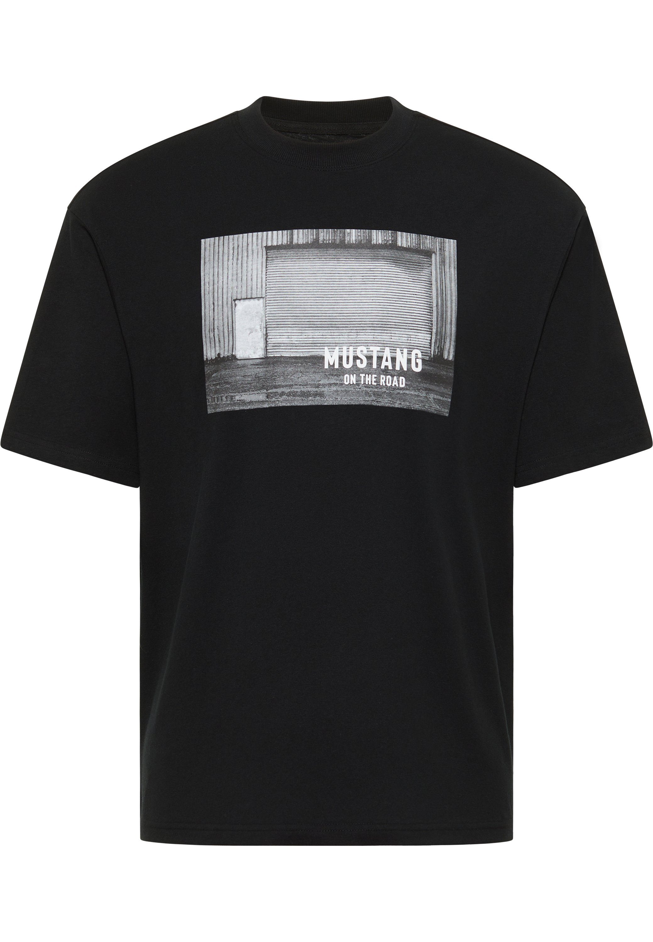 Print-Shirt, Kurzarmshirt T-Shirt Mustang MUSTANG Baumwolle Weiche