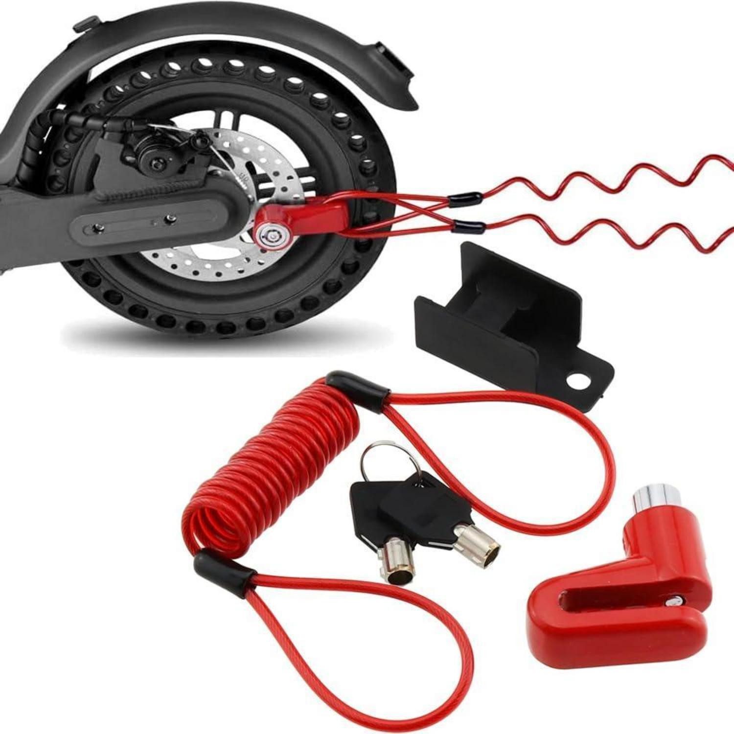 LuxusKollektion Bremsscheibenschloss Elektroroller Schloss Sicherheitskabel Rot