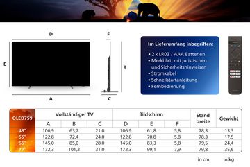 Philips 48OLED759/12 OLED-Fernseher (121 cm/48 Zoll, 4K Ultra HD, Smart-TV)