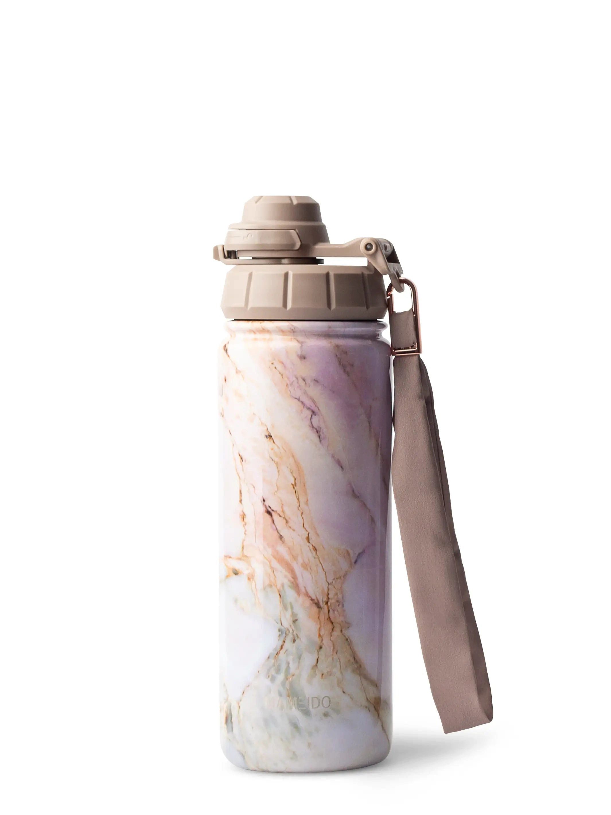 MAMEIDO Thermoflasche, mit 2-in-1 Deckel, Strohhalm und Handschlaufe in 500 ml, 700 ml & 1,2l