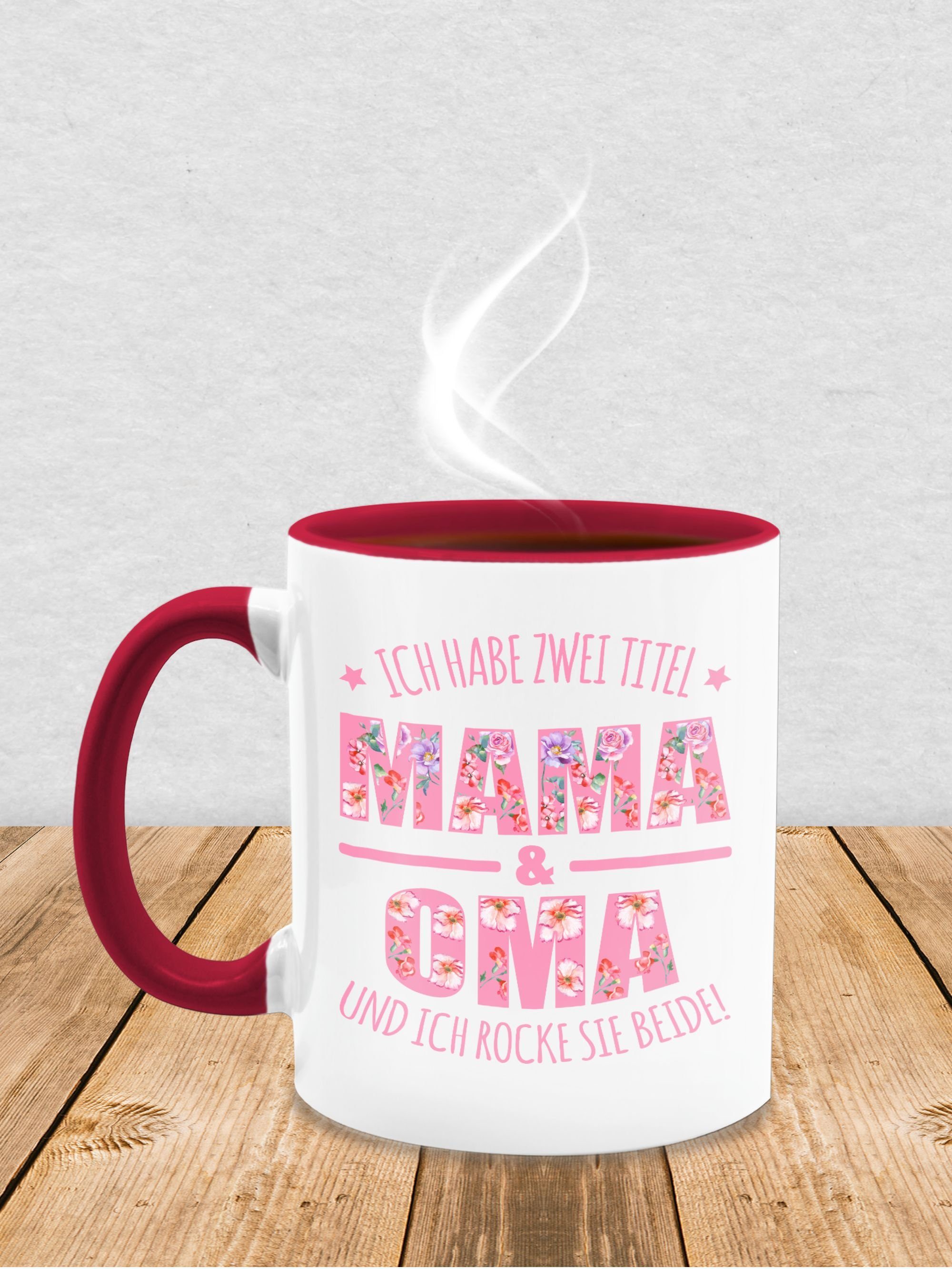 Shirtracer Tasse Ich Oma Oma Omi, Bordeauxrot habe zwei für Mama Keramik, & Kaffeetasse Muttertag Titel: 2 I