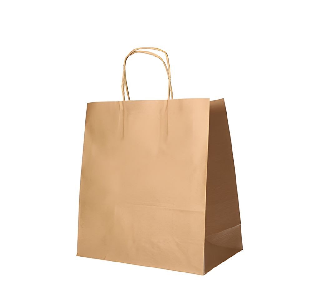 PAPSTAR Tragetasche 300x Tragetaschen Papier 27 x 32 x 17cm braun mit gedrehtem Tragegriff