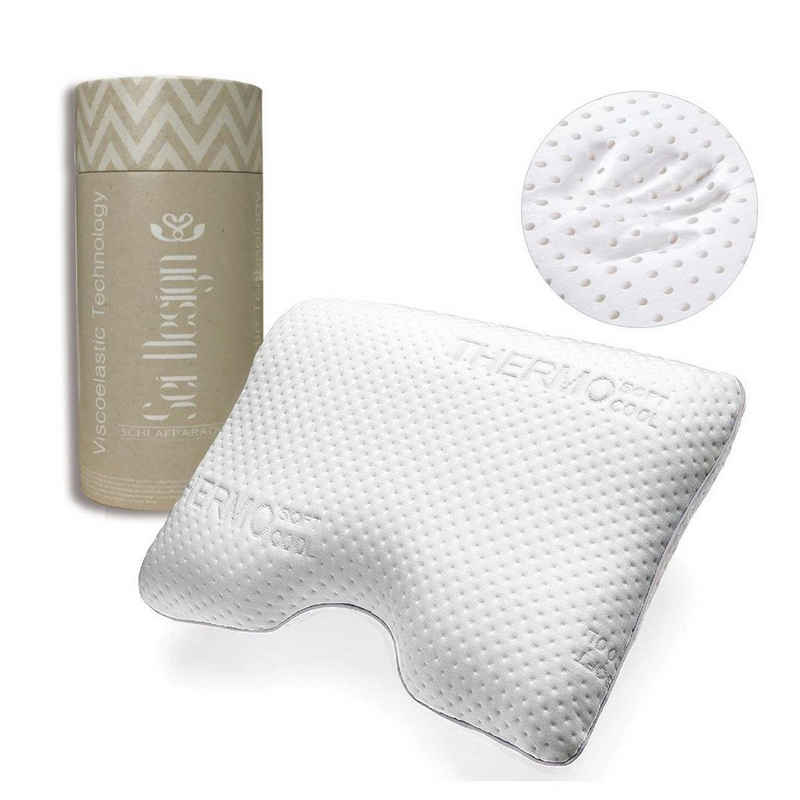 Nackenstützkissen Visco Air Anti Snore, SEI Design, Bezug: Thermoregulierender Bezug, Rückenschläfer, Seitenschläfer, Bauchschläfer, Viscoelastischer Memory-Schaum - deutscher Qualitätsschaum von BASF