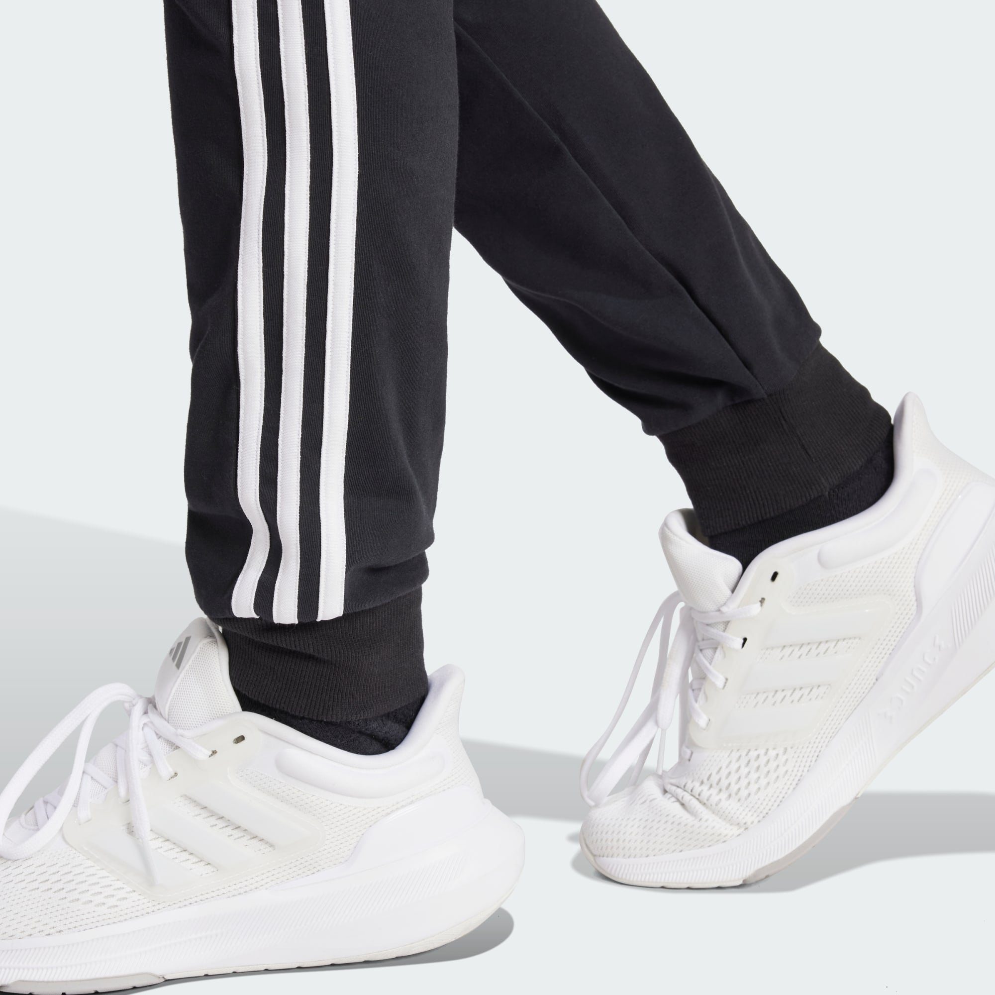 SINGLE adidas / ESSENTIALS JERSEY 3-STREIFEN Black Jogginghose White HOSE Sportswear