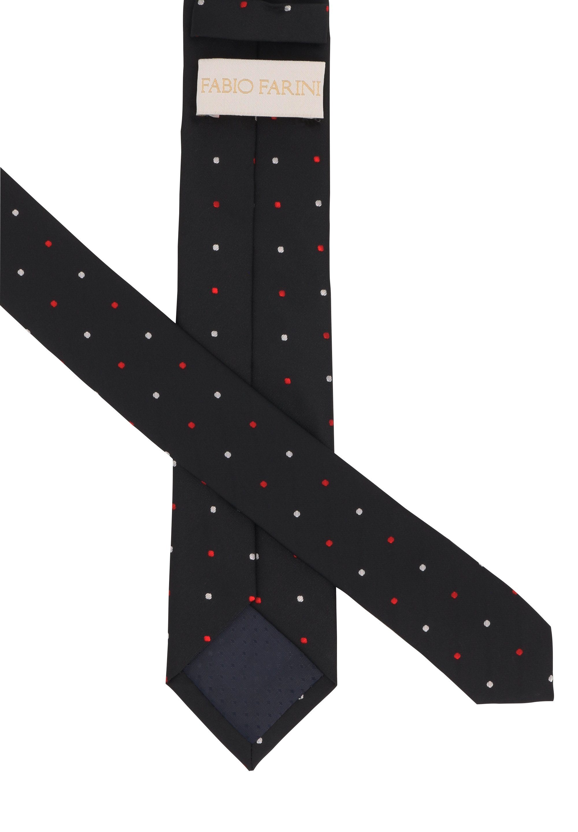 Fabio Farini Krawatte verschiedene in Krawatten Schmal - (ohne Punkten Gepunktet) Herren 6cm Schlips Breite (Rot, Weiß) Box, Schwarz mit (6cm)