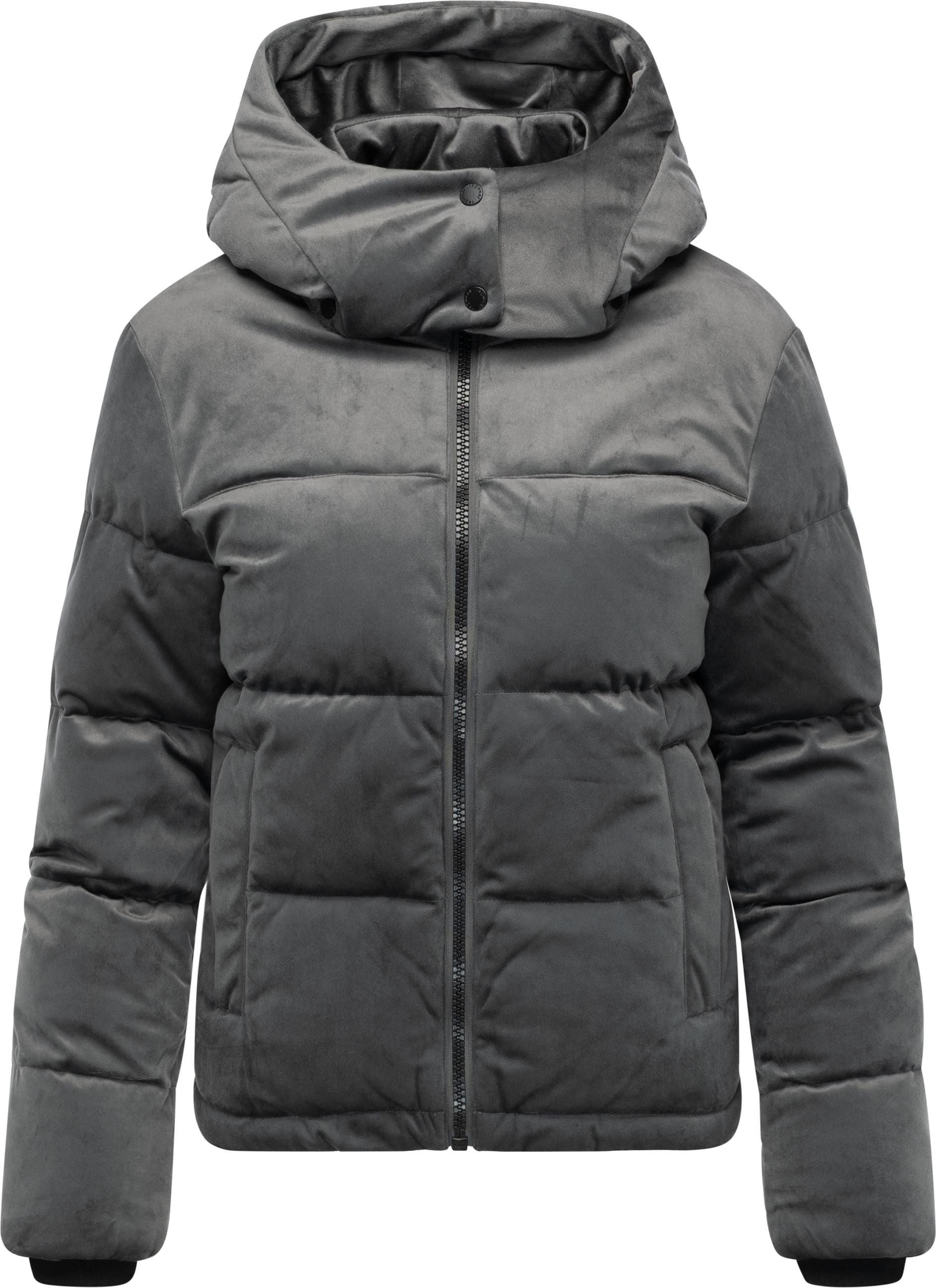 Ragwear Steppjacke Roobie Velvet YOUMODO Gesteppte Teddyjacke in Samtoptik mit Kapuze