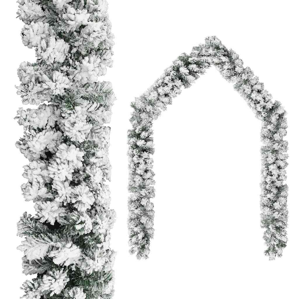 vidaXL Christbaumschmuck Weihnachtsgirlande mit Schnee Grün 5 m PVC (1-tlg)